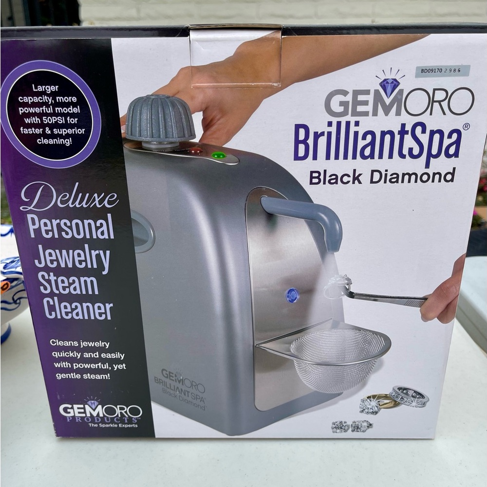 New Gemoro BrilliantSpa Black Diamond Deluxe Personal Jewelry Steam Cleaner
